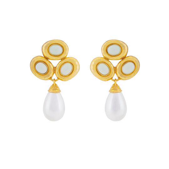 Ava Earrings White Stone & Pearl