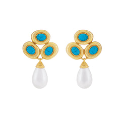 Ava Earrings Blue Turquoise & Pearl