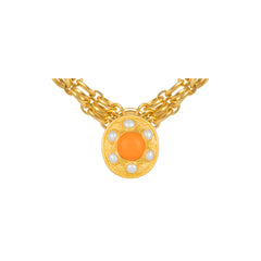 Vivienne Necklace Orange Coral & Pearls