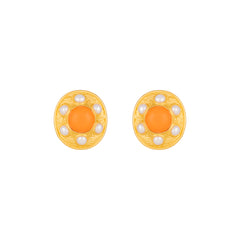 Vivienne Earrings Orange Coral & Pearls