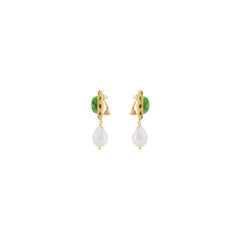 Vivi Earrings Green Turquoise & Baroque Pearl