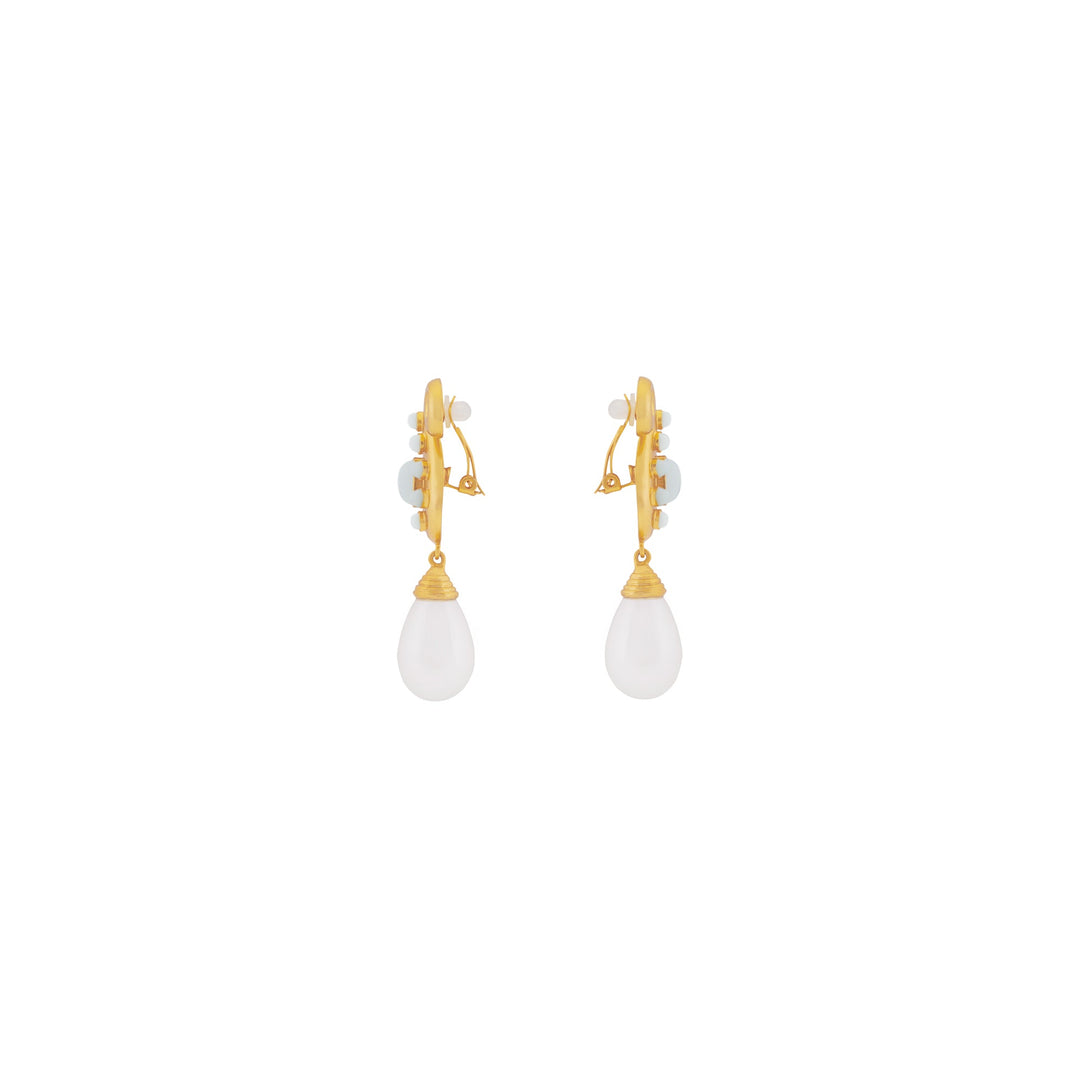 Anya Earrings White Stone & Pearl