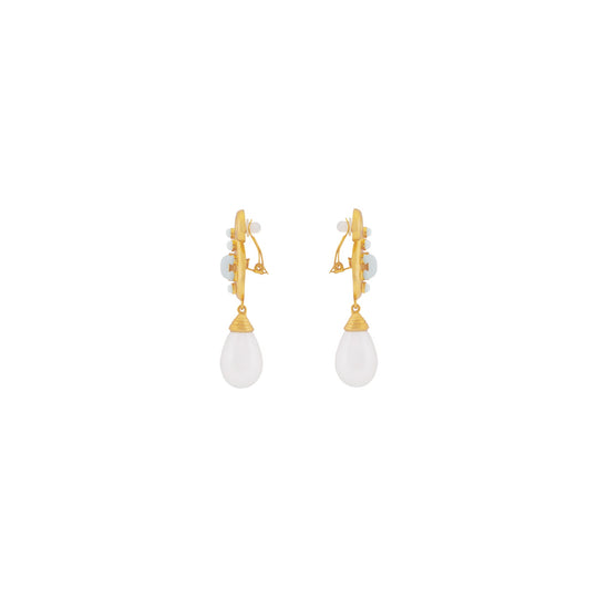 Anya Earrings White Stone & Pearl