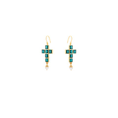 Relish Earrings Emerald Green Quartz & Pearls
