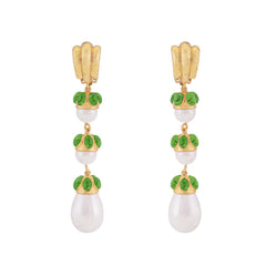Delfina Earrings Green Turquoise & Pearl