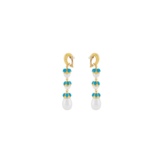 Delfina Earrings Blue Turquoise & Pearl