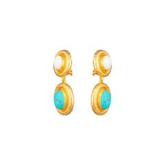 Carla Earrings Turquoise & White Stone