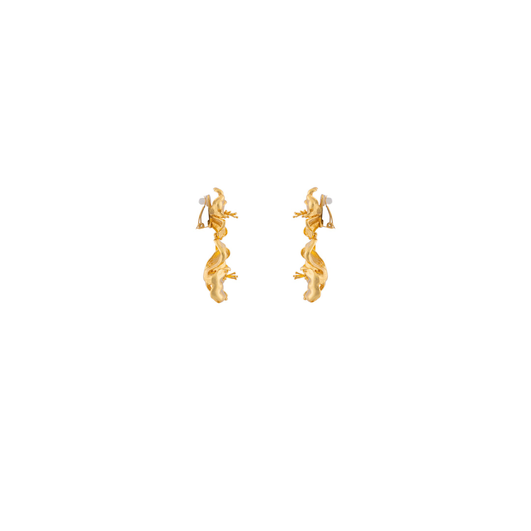 Double Hibiscus Earrings Gold (Pre-Order)