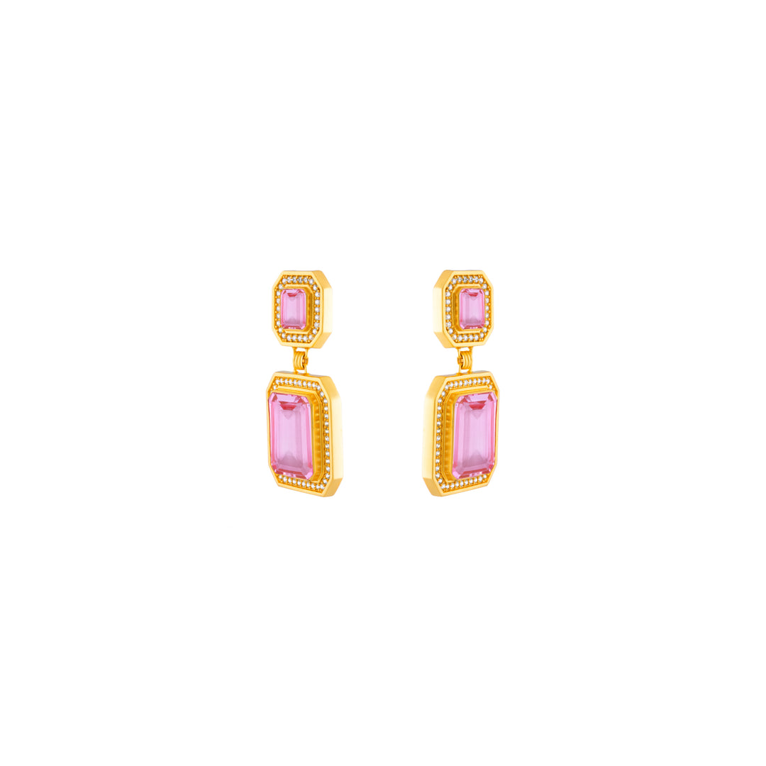 Jennifer Earrings Pink Crystal Quartz & Clear Crystal Quartz (PRE ORDER)