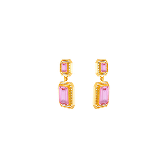 Jennifer Earrings Pink Crystal Quartz & Clear Crystal Quartz (PRE ORDER)