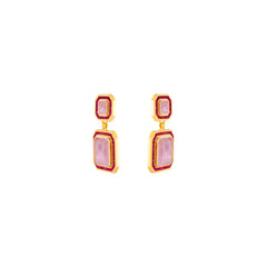 Jennifer Earrings Rose Quartz & Pink Jade