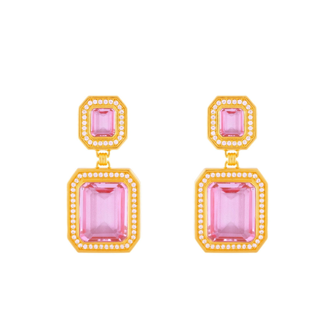 Jennifer Earrings Pink Crystal Quartz & Clear Crystal Quartz (PRE ORDER)