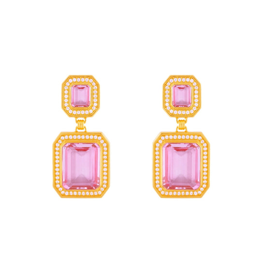 Jennifer Earrings Pink Crystal Quartz & Clear Crystal Quartz (PRE ORDER)