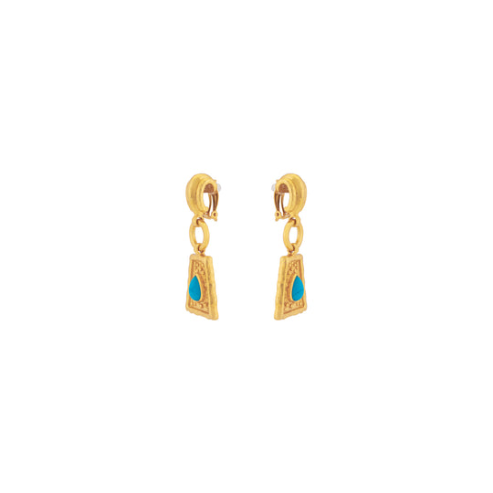 Mayan Earrings Blue Turquoise