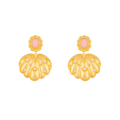 Mare Earrings Pink Coral & Pearls