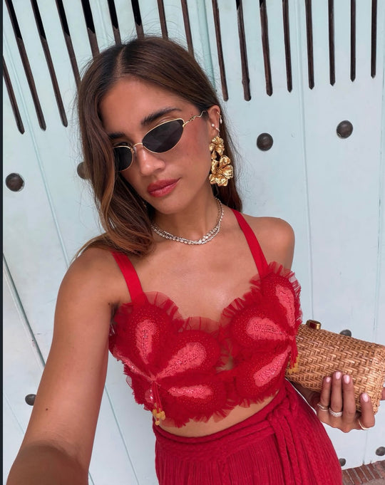 Double Hibiscus Earrings Gold (Pre-Order)