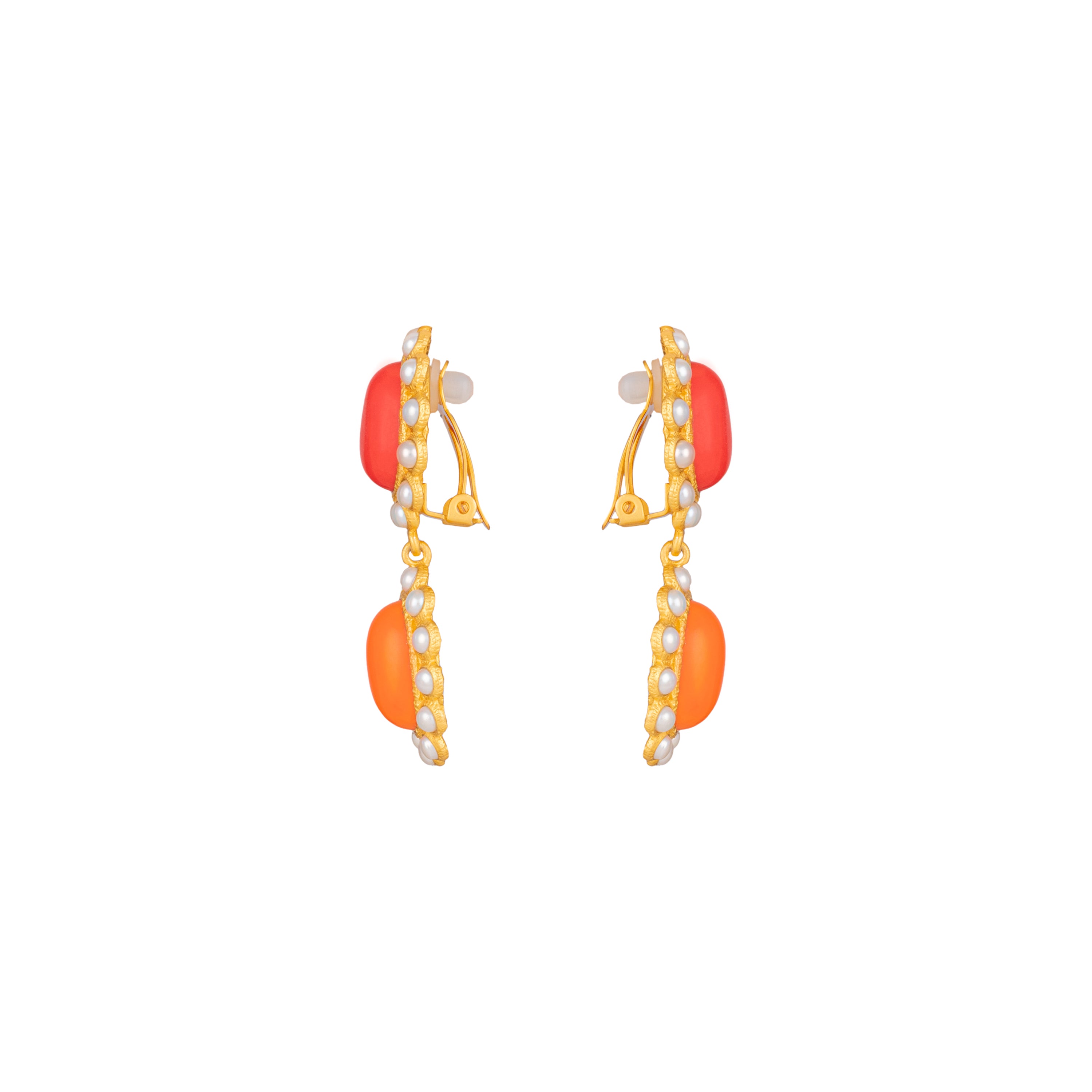 Ada Earrings Red & Orange Coral