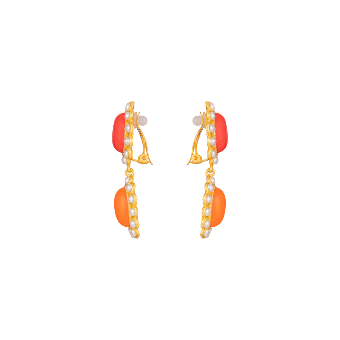 Ada Earrings Red & Orange Coral