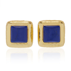 Domed Square Earrings Lapis