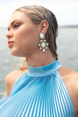 Isola Earrings White & Turquoise