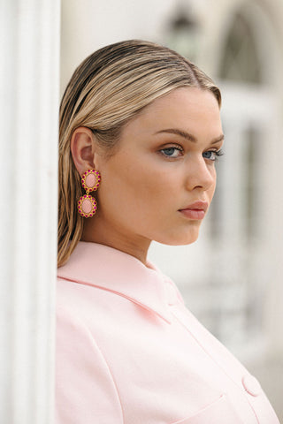 Ada Earrings Pink Coral & Pink Crystal