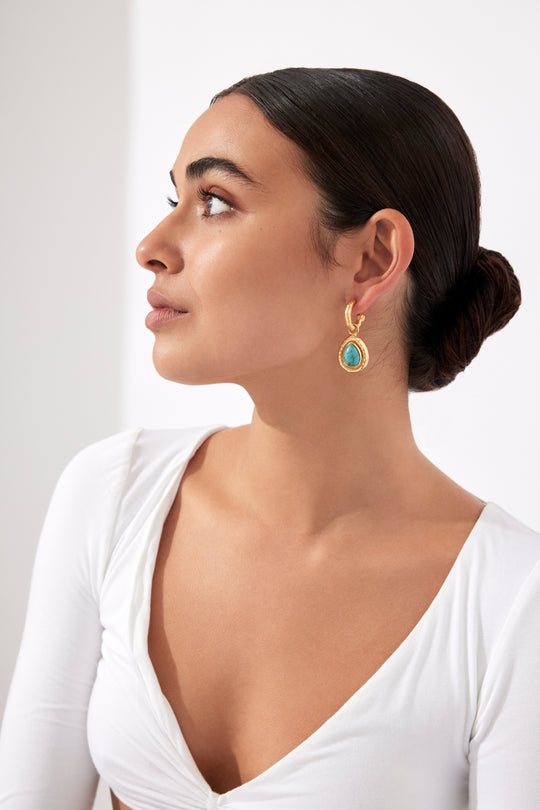 Ines Earrings Golden Turquoise