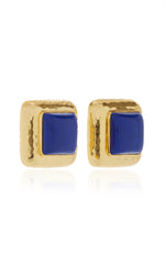 Domed Square Earrings Lapis