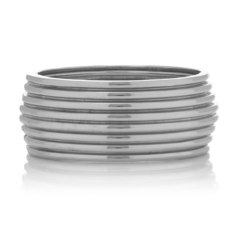 Ribbed Bangle Silver