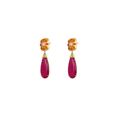 Tallulah Earrings Pink Jade, Coral & Pink Coral