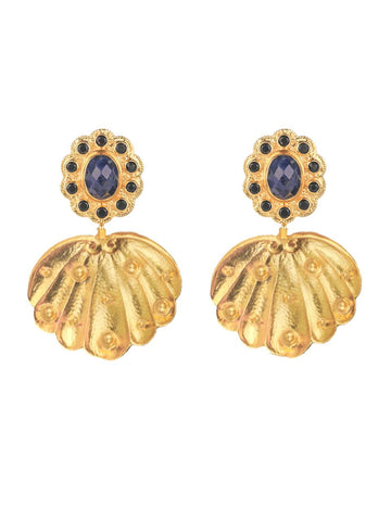 Rococo Earrings Black Onyx, Sodalite & Gold Stone