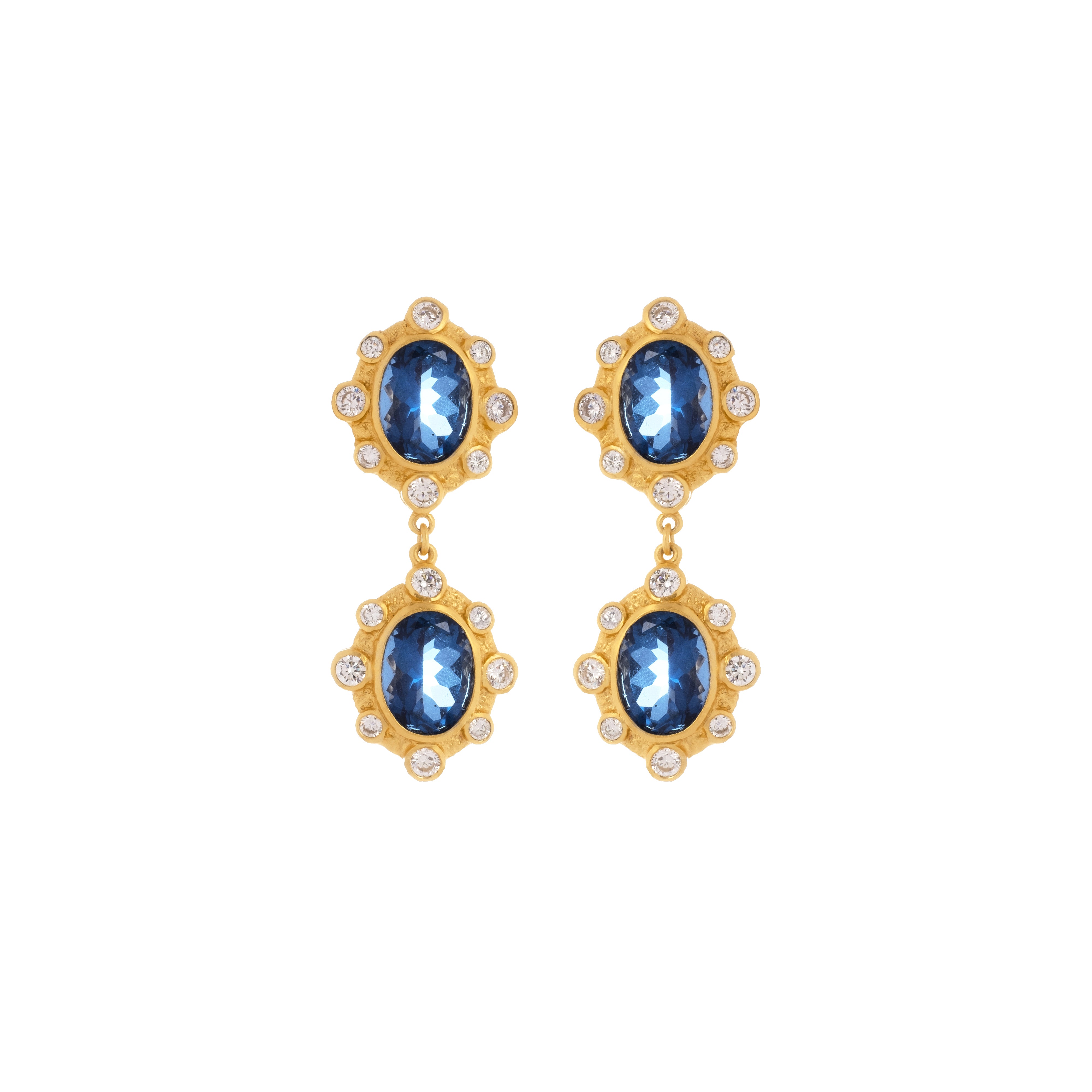 Calypso Earrings Sapphire Quartz & Clear Crystal