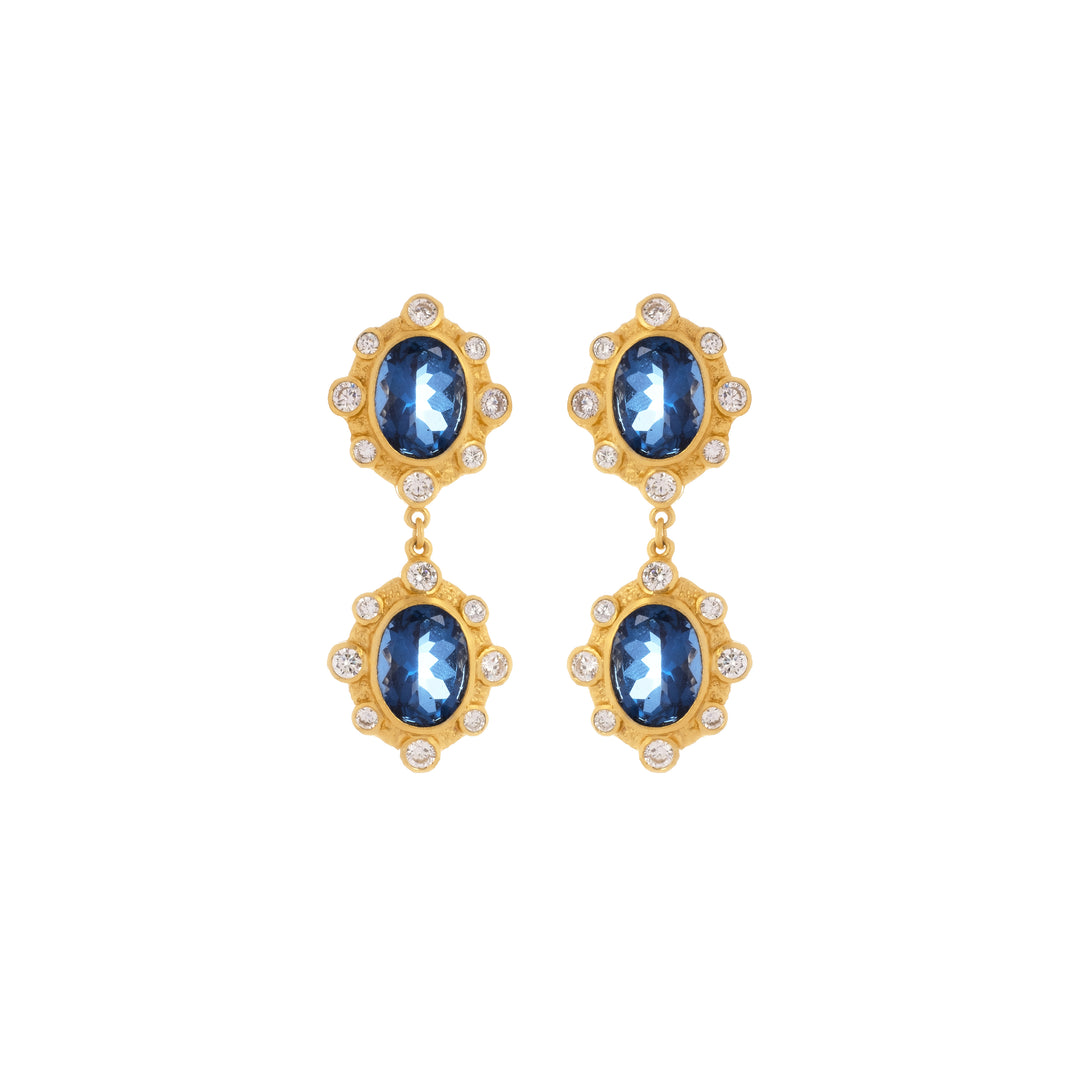 Calypso Earrings Sapphire Quartz & Clear Crystal