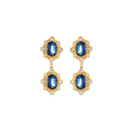 Calypso Earrings Sapphire Quartz & Clear Crystal