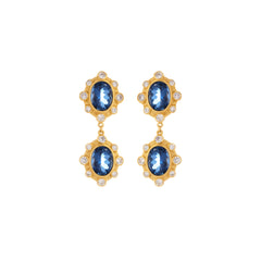 Calypso Earrings Sapphire Quartz & Clear Crystal