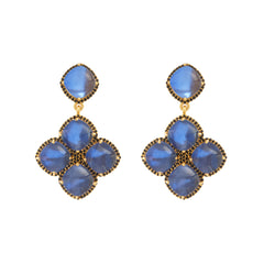 Cecilia Earrings Blue Sapphire Quartz & Black Onyx