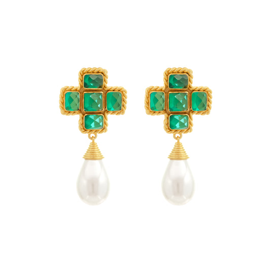Rosa Earrings Emerald Green Quartz