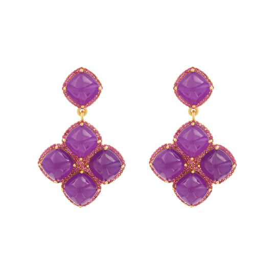 Cecilia Earrings Amethyst Quartz & Pink Quartz