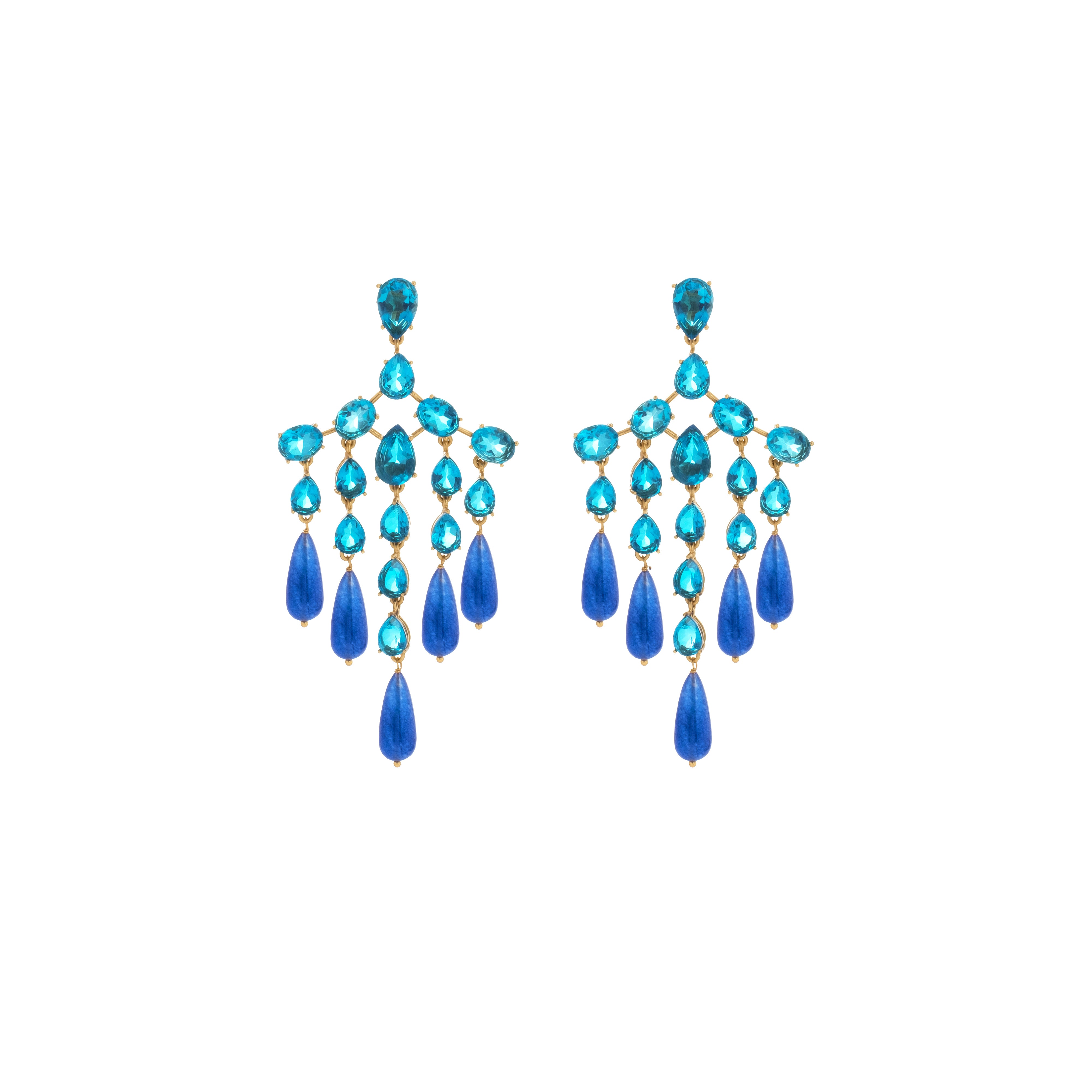 Syros Earrings Sapphire Quartz, Topaz Quartz & Blue Jade