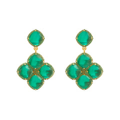 Cecilia Earrings Emerald Green Quartz & Green Crystal