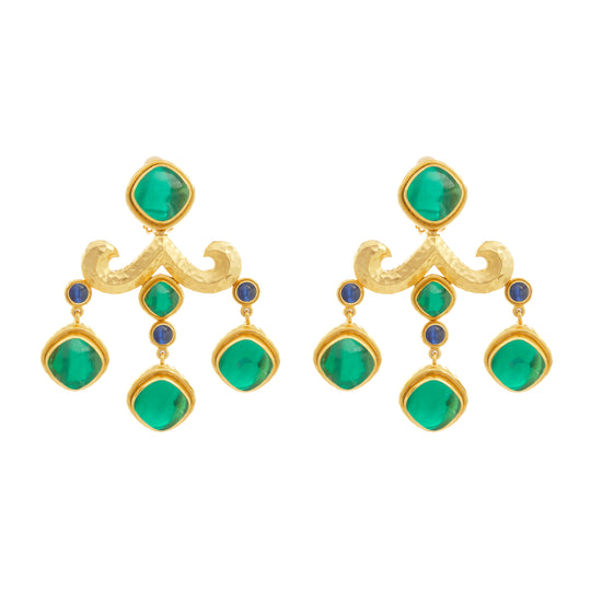 Villa Earrings Emerald Green Quartz & Blue Sapphire Quartz