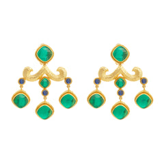Villa Earrings Emerald Green Quartz & Blue Sapphire Quartz