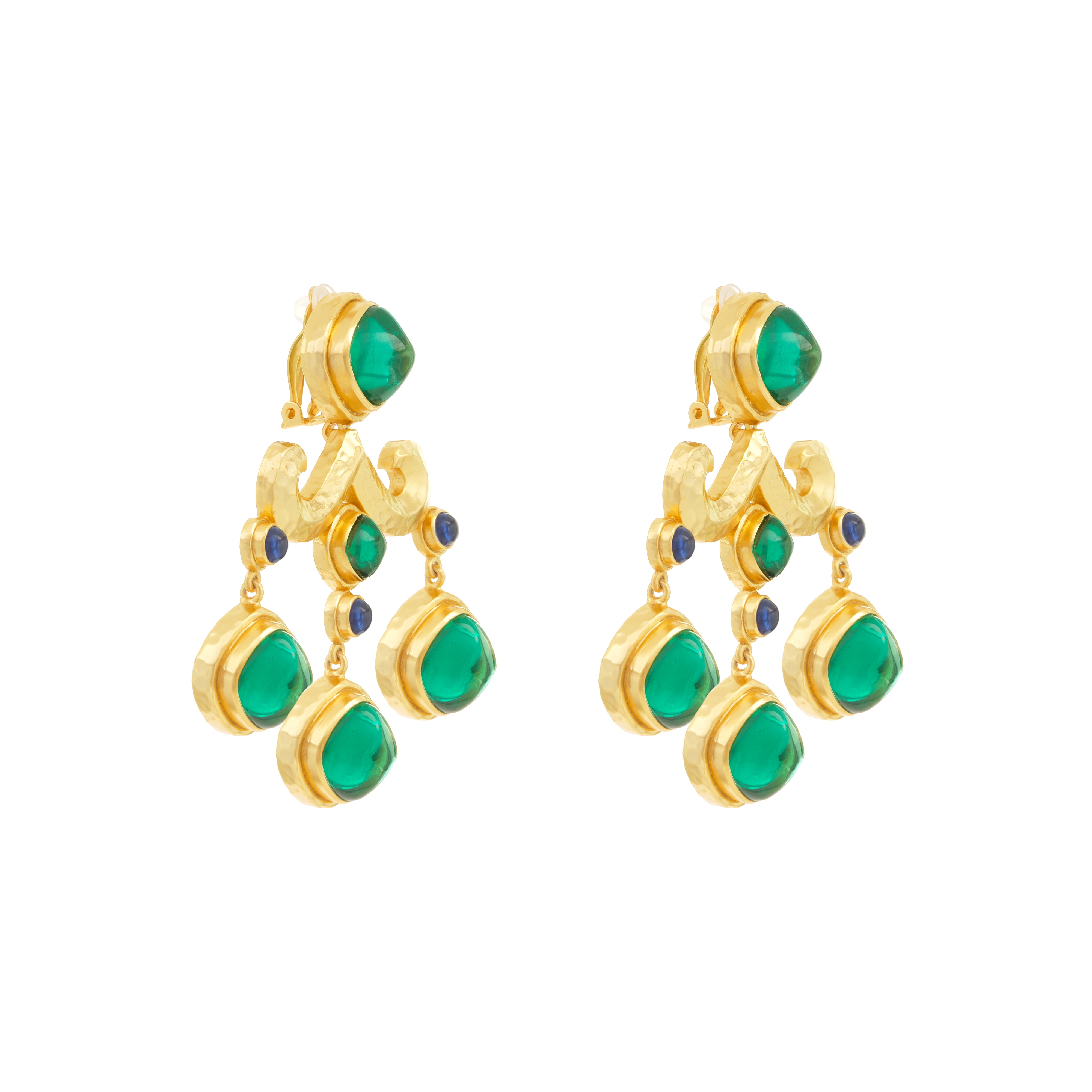 Villa Earrings Emerald Green Quartz & Blue Sapphire Quartz
