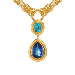 Santorini Necklace Topaz Quartz & Sapphire Quartz