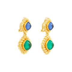 Carlotta Earrings Blue Sapphire Quartz & Emerald Green Quartz