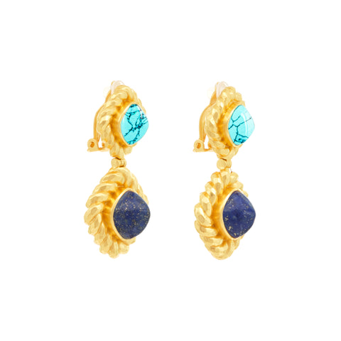 Carlotta Earrings Turquoise & Lapis