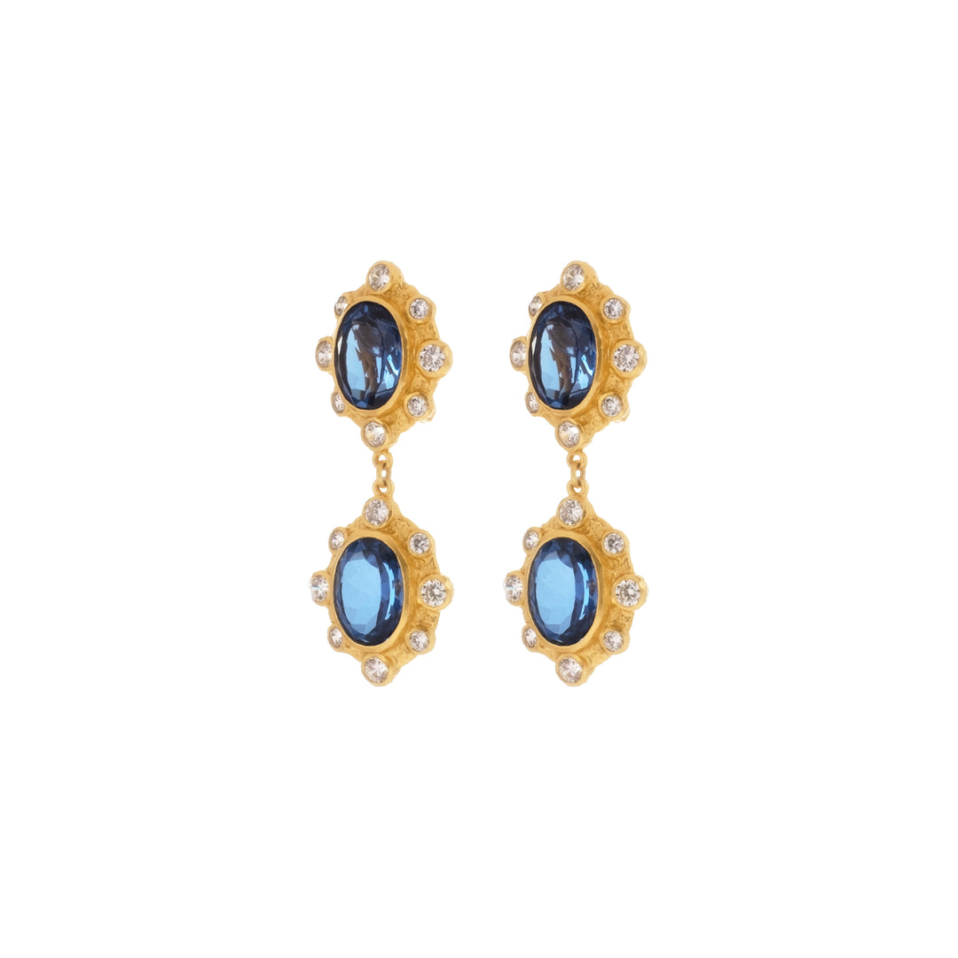 Calypso Earrings Sapphire Quartz & Clear Crystal