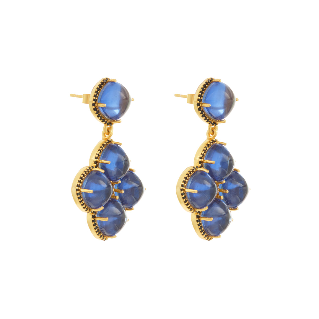 Cecilia Earrings Blue Sapphire Quartz & Black Onyx