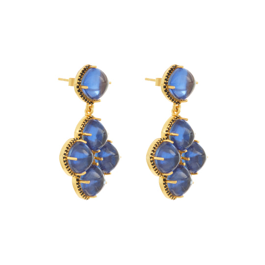 Cecilia Earrings Blue Sapphire Quartz & Black Onyx