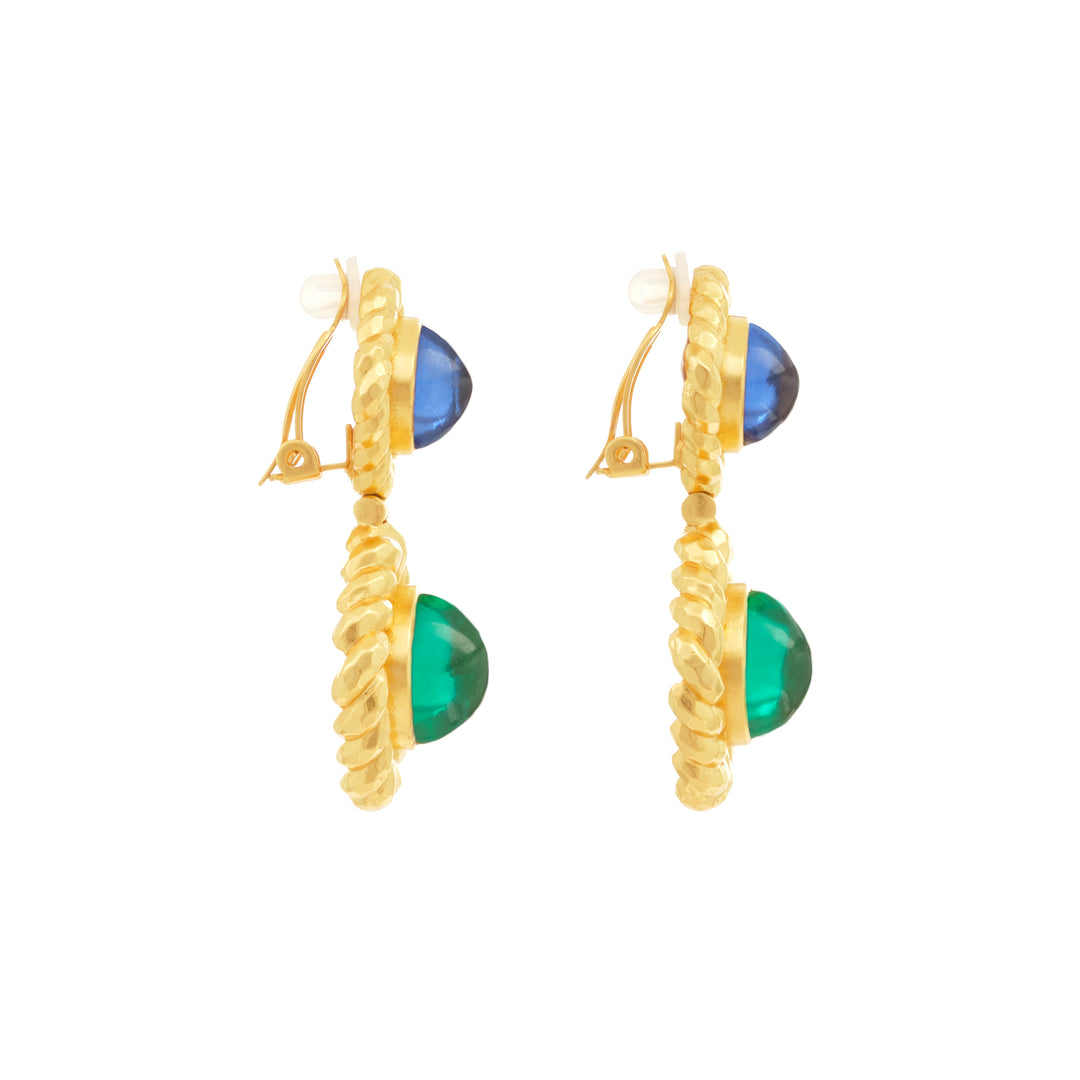 Carlotta Earrings Blue Sapphire Quartz & Emerald Green Quartz