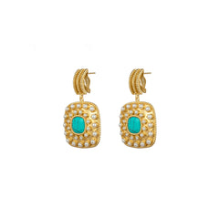 Renata Earrings Turquoise & Freshwater Pearls